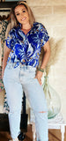 BLOUSE CORSE Bleu - O'Dressing-M