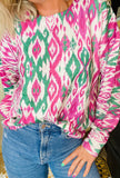 PULL MARBRE ROSE VERT