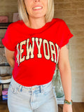 T-SHIRT NEW YORK Rouge - O'Dressing-M