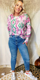 PULL MARBRE ROSE VERT